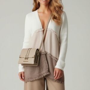 Style & Co Ombre Sweater Open Front Fringe Accent Size Medium